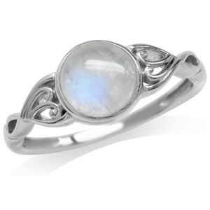 7mm Natural Moonstone 925 Sterling Silver Ring